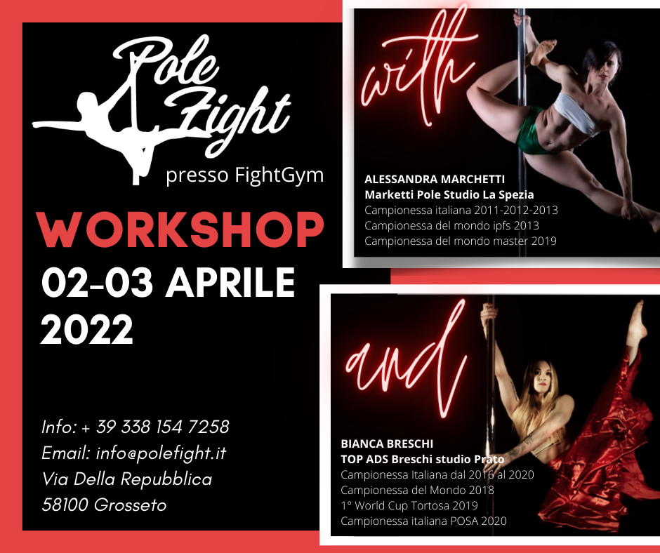 Workshop 2 e 3 Aprile 2022 Pole Dance Grosseto
